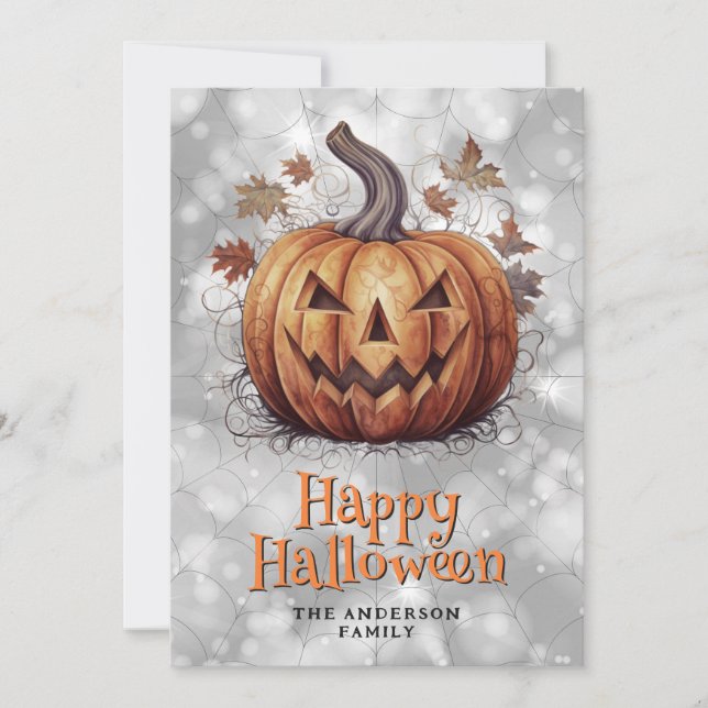 Spooky Pumpkin Happy halloween Card Julkort (Framsida)