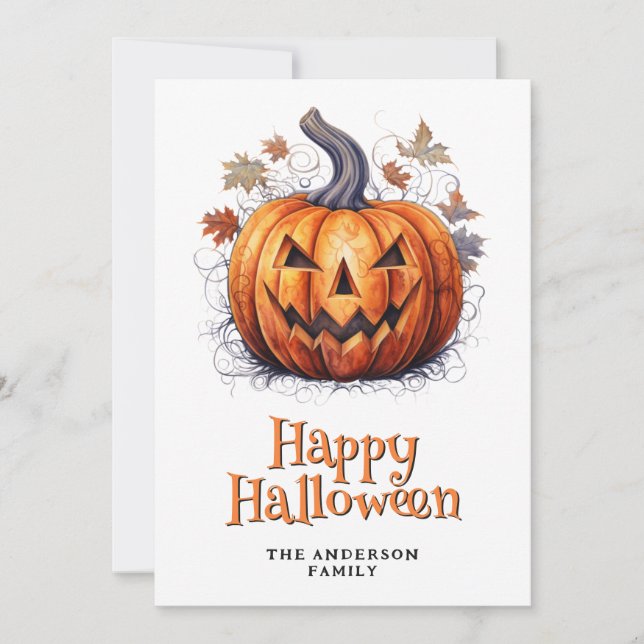 Spooky Pumpkin Happy halloween Card Julkort (Framsida)