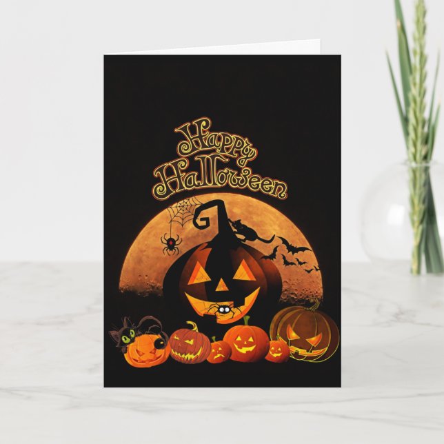 Spooky Pumpkin Happy halloween Card Kort (Framsida)