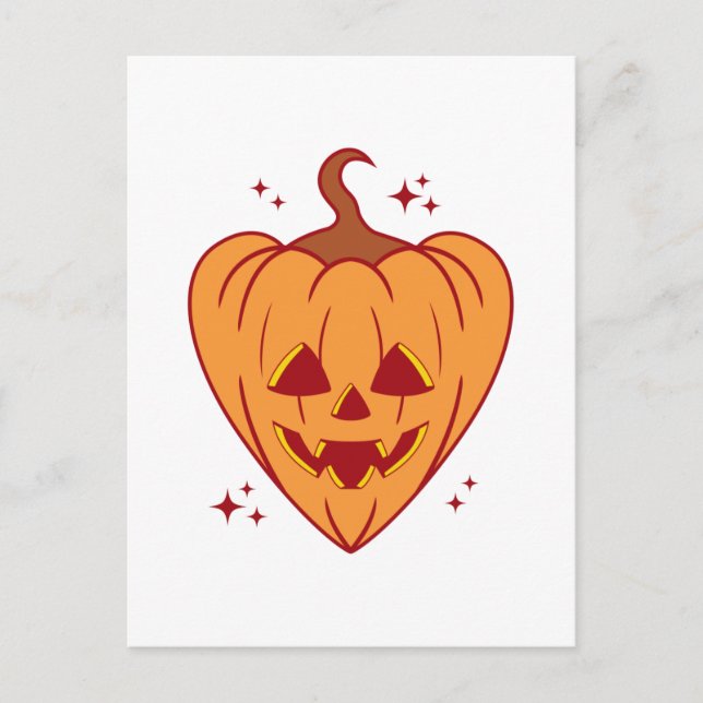 Spooky Pumpkin Heart Halloween Vykort (Framsida)