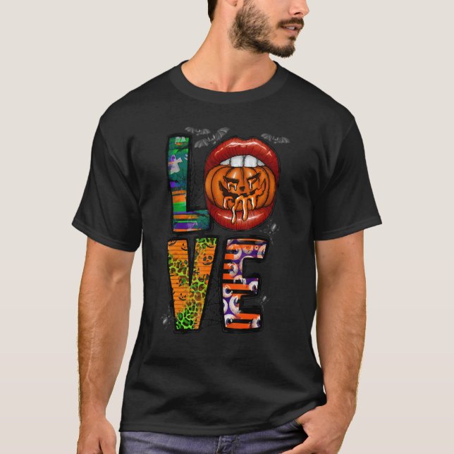 Spooky Pumpkin Kärlek Halloween Natt Creepy Spooky T Shirt (Framsida)