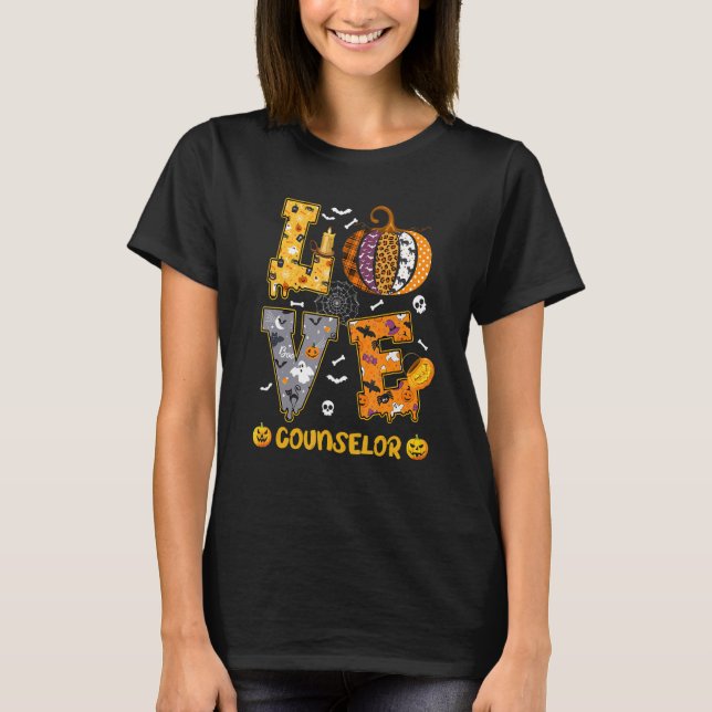 Spooky Pumpkin Love Halloween Counselor Teacher St T Shirt (Framsida)