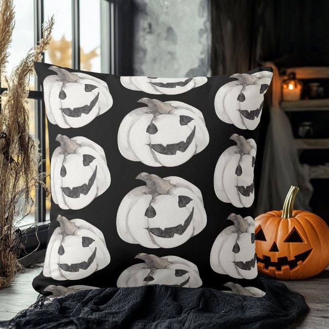 Spooky Pumpkin Mönster | HAPPY HALLOWEEN Kudde (Skapare uppladdad)