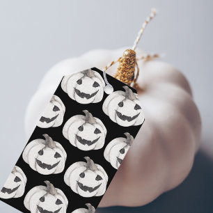 Spooky Pumpkin Mönster HAPPY HALLOWEEN Presentetikett