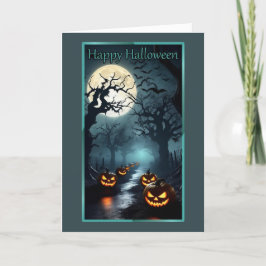 Spooky Pumpkin Night Halloween-kort Helgkort