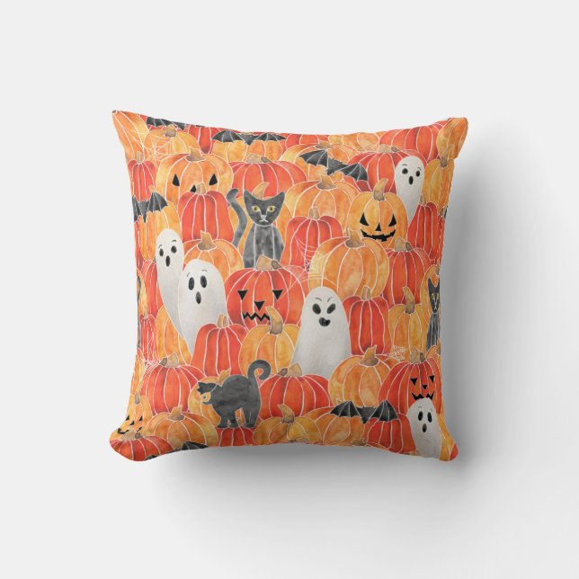 Spooky Pumpkin Patch Kudde (Framsida)