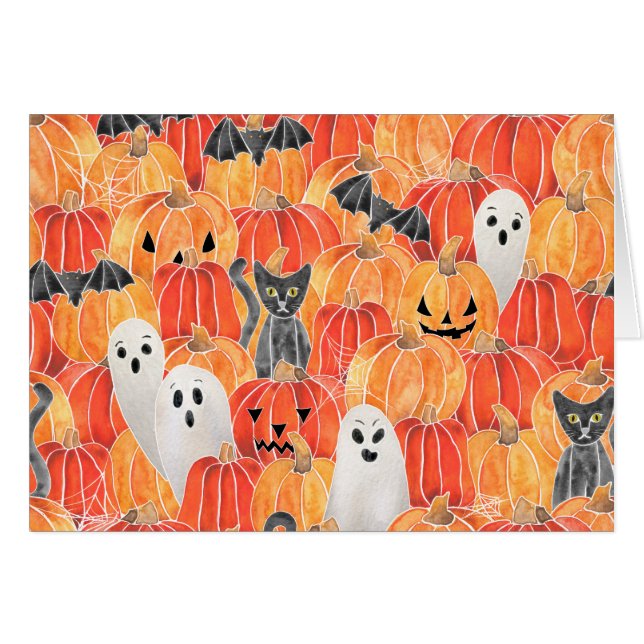 Spooky Pumpkin Patch Notecards OBS Kort (Framsidan Horizontal)