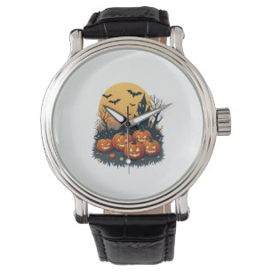Spooky Pumpkin Patch - Retro Halloween Tee Armbandsur