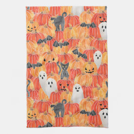 Spooky Pumpkin Patch Tea Towel Kökshandduk