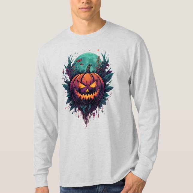 Spooky Pumpkin under full måne T Shirt (Framsida)