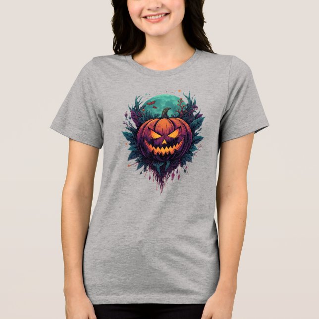 Spooky Pumpkin under full måne T Shirt (Framsida)