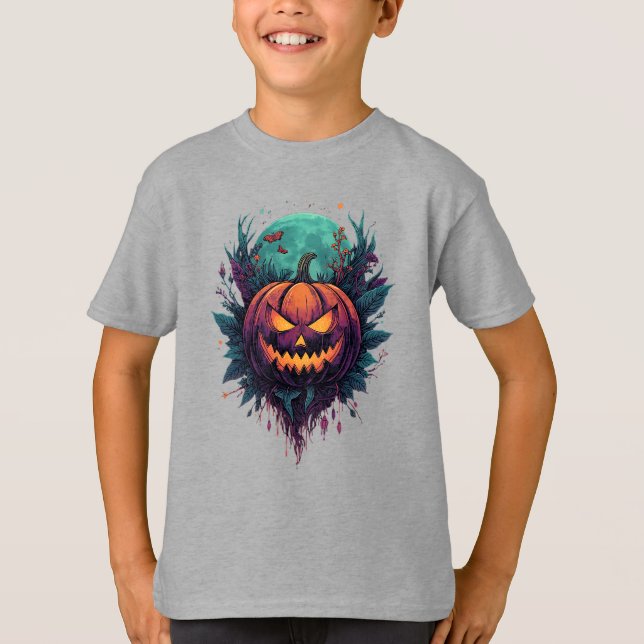 Spooky Pumpkin under full måne T Shirt (Framsida)