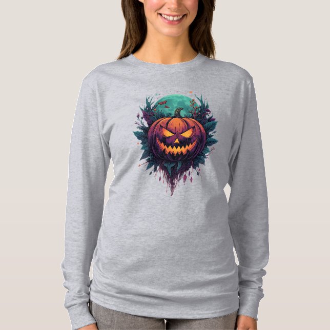 Spooky Pumpkin under full måne T Shirt (Framsida)