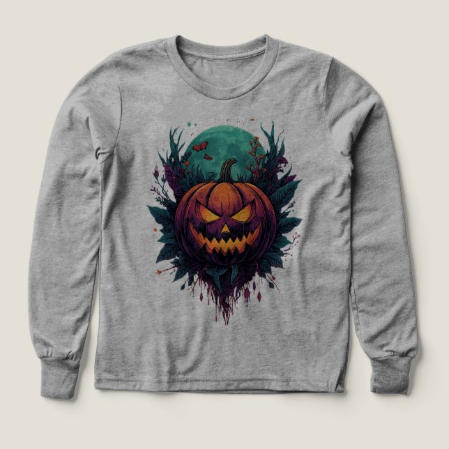 Spooky Pumpkin under full måne T Shirt (Design framsida)