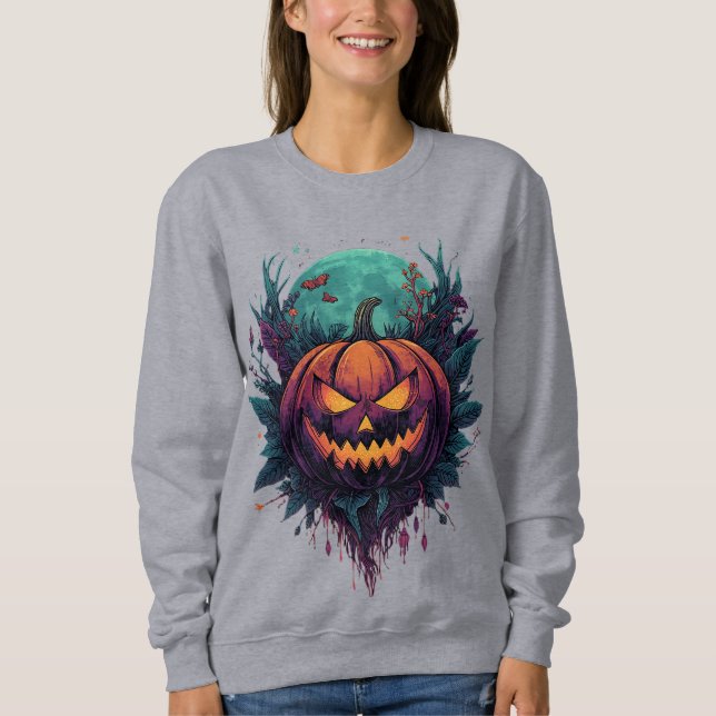 Spooky Pumpkin under full måne T Shirt (Framsida)