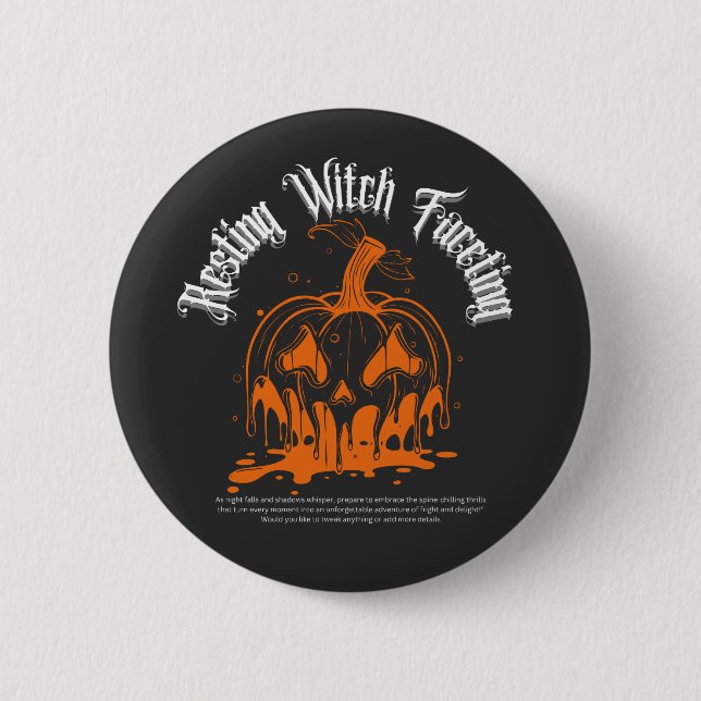 Spooky Pumpkin Witch Halloween Art Knapp (Framsida)
