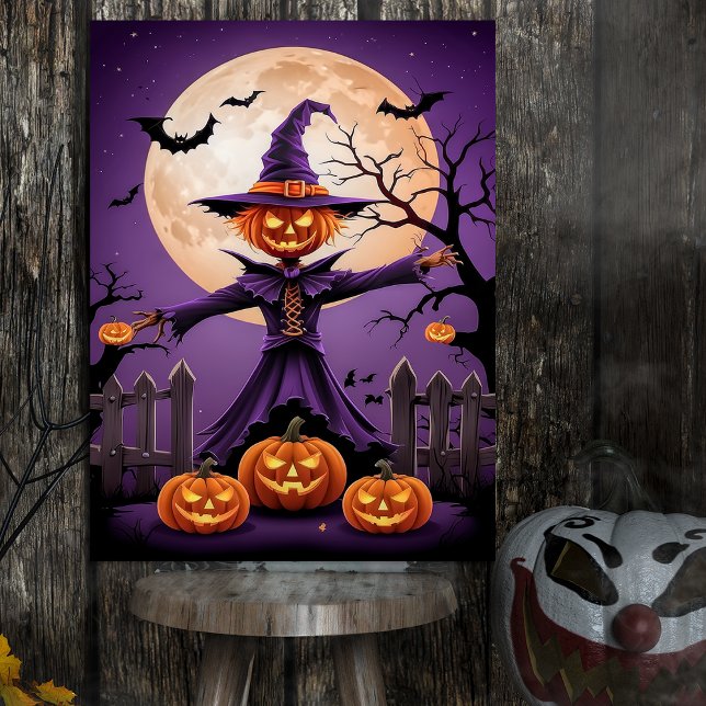 Spooky Pumpkin Witch with Full Moon Poster (Skapare uppladdad)