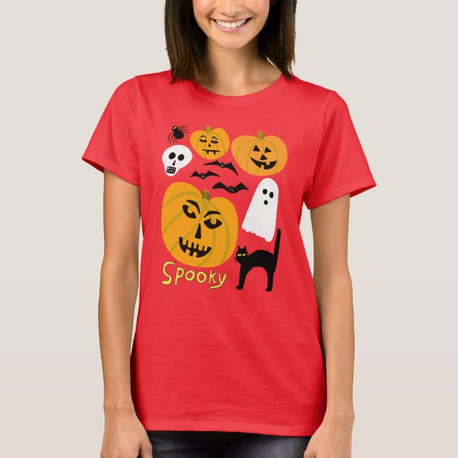 Spooky Pumpkins Charming Halloween Spöken Fladderm T Shirt (Framsida)