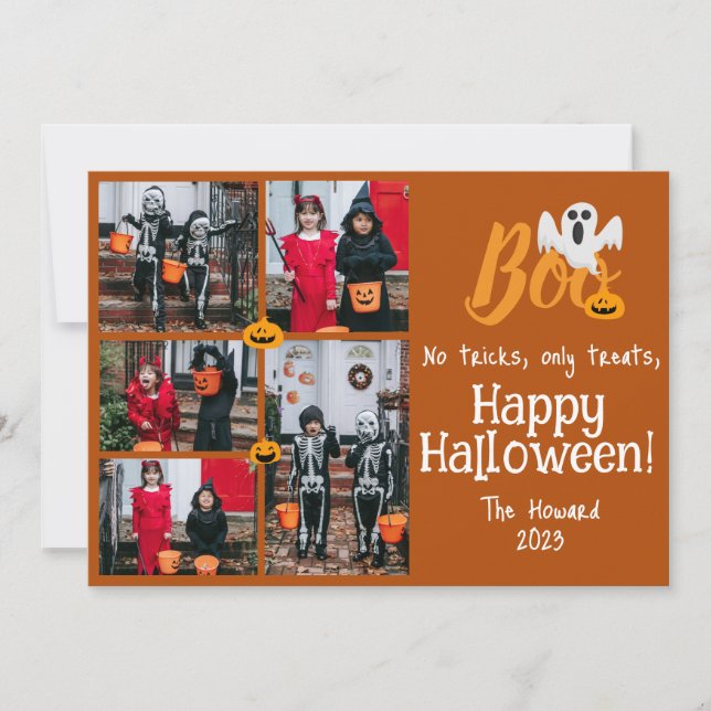 Spooky Pumpkins Halloween Family Photo Collage Julkort (Framsida)