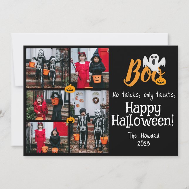 Spooky Pumpkins Halloween Family Photo Collage Julkort (Framsida)