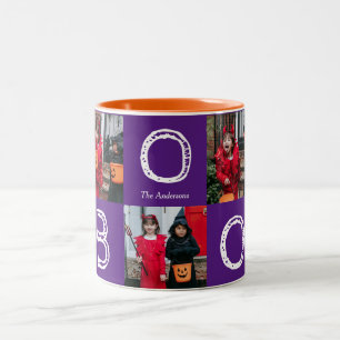 Spooky Pumpkins Halloween Family Photo Collage Två-Tonad Mugg