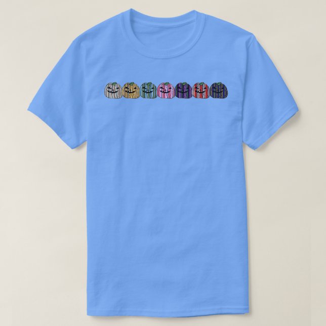 Spooky Pumpkins med Rand på en rad T Shirt (Design framsida)