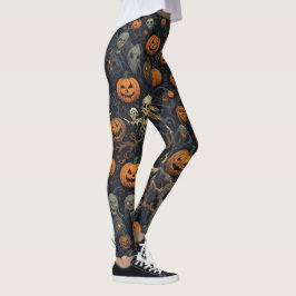 Spooky Pumpkins och Scary Spöken Design Leggings