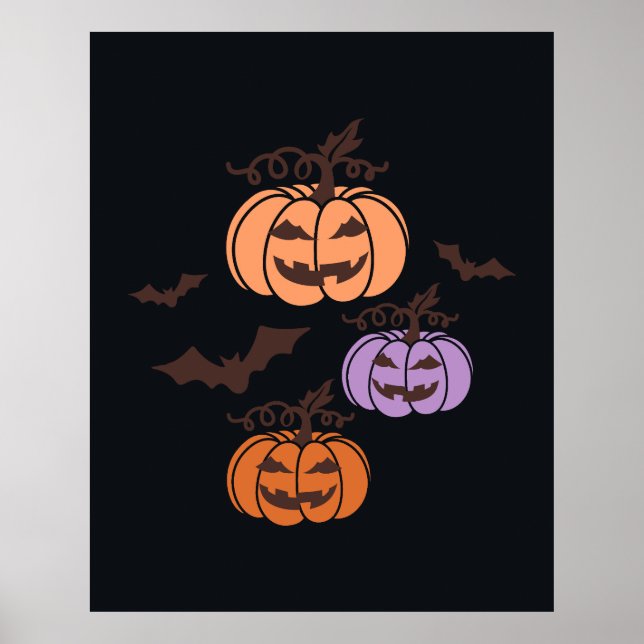 Spooky Pumpkins Trio Halloween Jack-o'Lantern Poster (Framsidan)