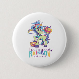 Spooky Rainbow Spell Halloween Unicorn Witch Knapp