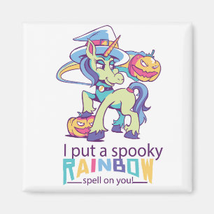 Spooky Rainbow Spell Halloween Unicorn Witch Magnet