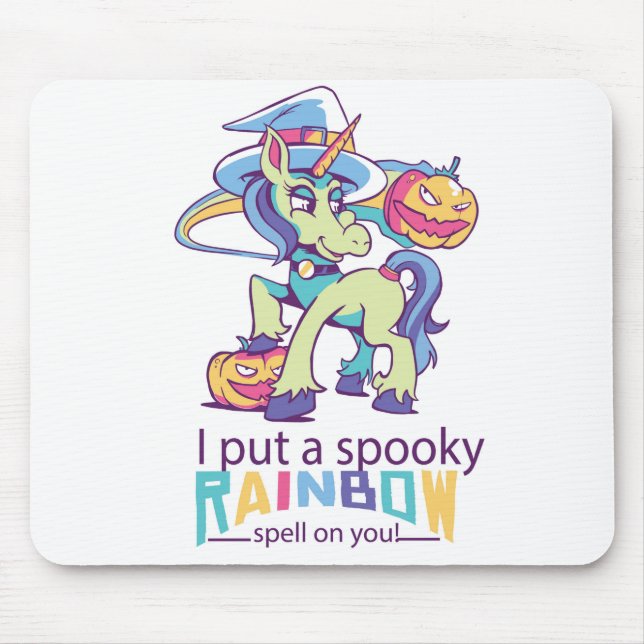 Spooky Rainbow Spell Halloween Unicorn Witch Musmatta (Framsidan)