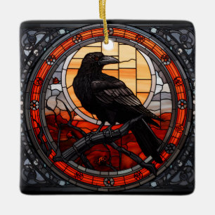 Spooky Raven-fastkedjat glas Julgransprydnad Keramik