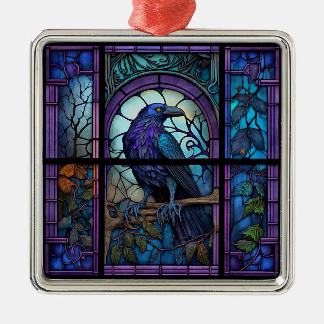 Spooky Raven-fastkedjat glas Julgransprydnad Metall (Framsidan)