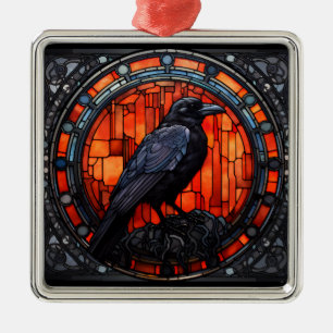 Spooky Raven-fastkedjat glas Julgransprydnad Metall