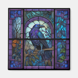 Spooky Raven-fastkedjat glas Magnet