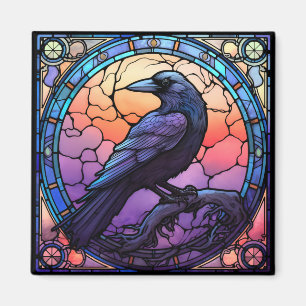 Spooky Raven-fastkedjat glas Magnet