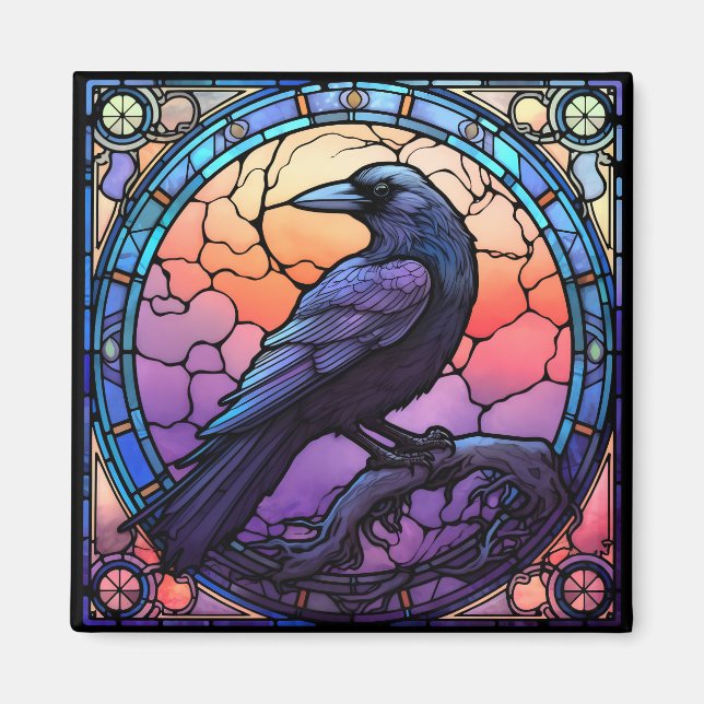 Spooky Raven-fastkedjat glas Magnet (Framsidan)