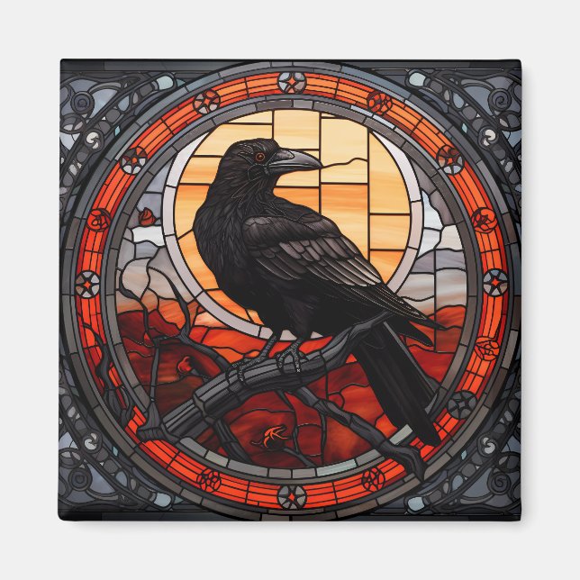 Spooky Raven-fastkedjat glas Magnet (Framsidan)