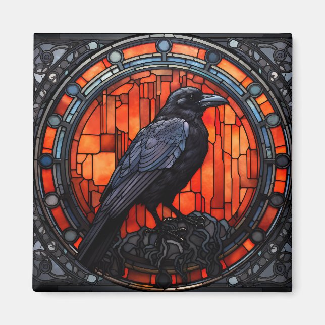 Spooky Raven-fastkedjat glas Magnet (Framsidan)