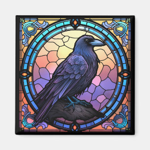 Spooky Raven-fastkedjat glas Magnet