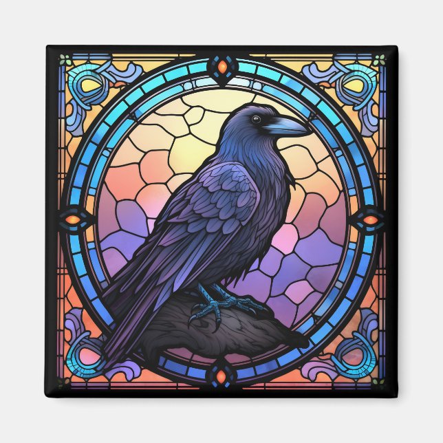 Spooky Raven-fastkedjat glas Magnet (Framsidan)