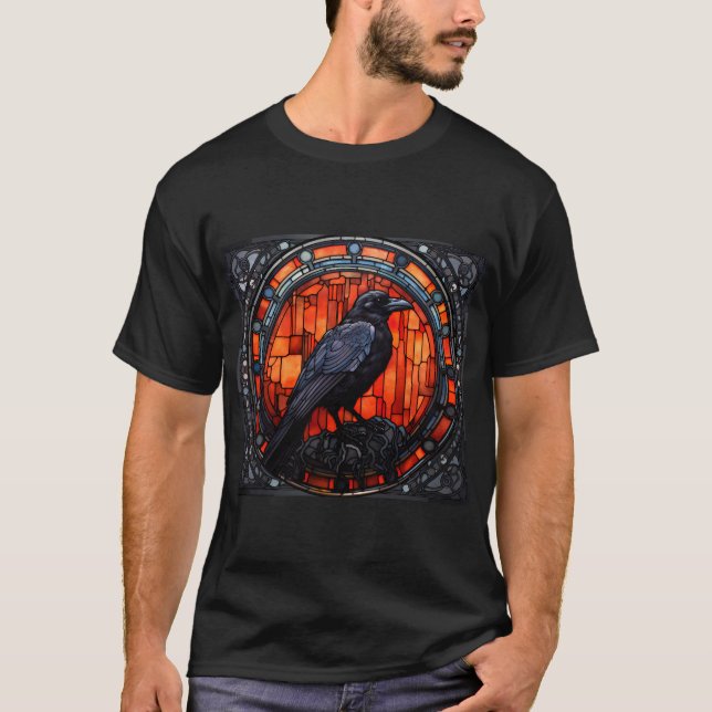 Spooky Raven-fastkedjat glas T Shirt (Framsida)
