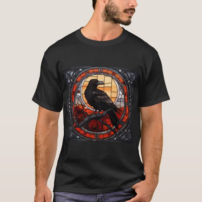 Spooky Raven-fastkedjat glas T Shirt (Framsida)