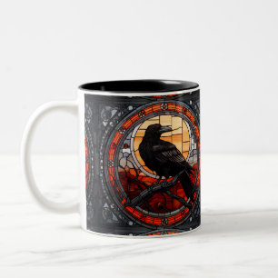 Spooky Raven-fastkedjat glas Två-Tonad Mugg