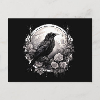 Spooky Raven Kråka, Måne & Ro Gothic Illustration Vykort