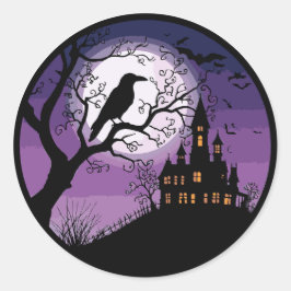Spooky Raven och Haunted Mansion Runt Klistermärke