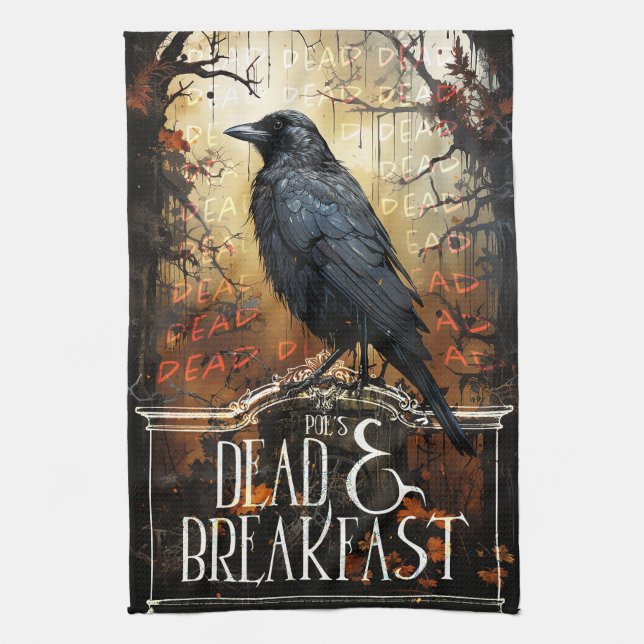 Spooky Raven Vintage Kökshandduk (Vertikal)