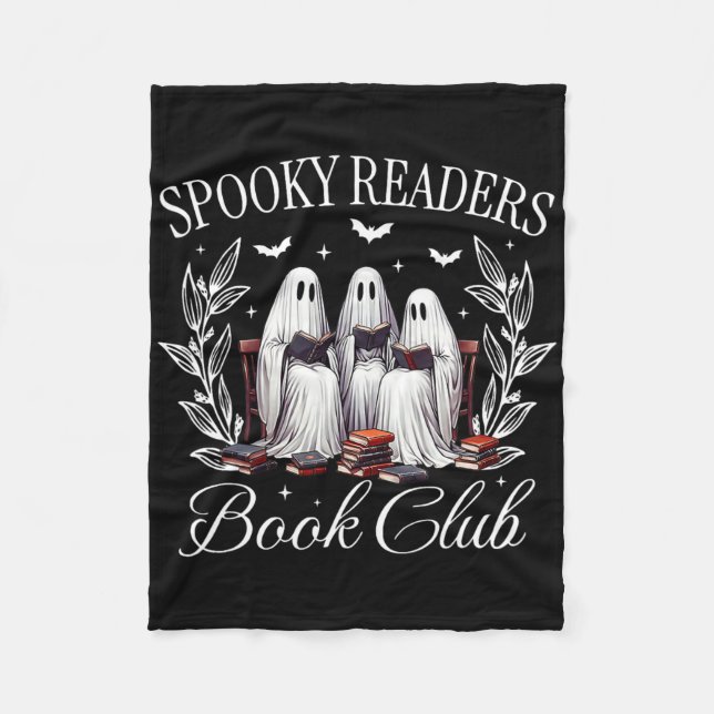 Spooky Readers Bok Klubb Funny Ghost Teacher Lyckl Fleecefilt (Framsidan)