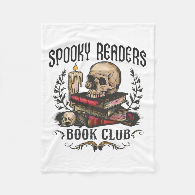 Spooky Readers Bok Klubb Horror Skull Halloween Fleecefilt (Framsidan)