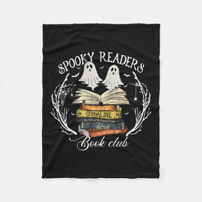 Spooky Readers Bok Klubb Teacher Funny Ghost Lyckl Fleecefilt (Framsidan)
